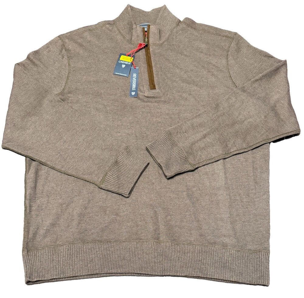 Cremieux Mens Reversible Quarter Zip Pullover Sweater Size XL Brown/Orange- NWT